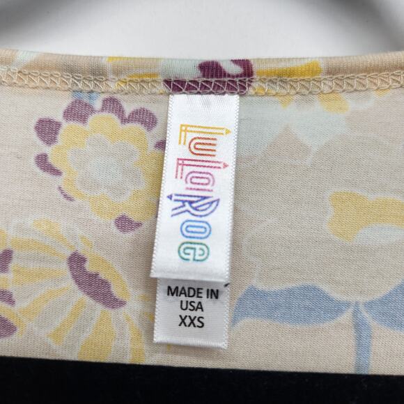 NWT LuLaRoe Buttermilk Floral Oversized Perfect T Swing Top Women's XXS - Picture 2 of 8